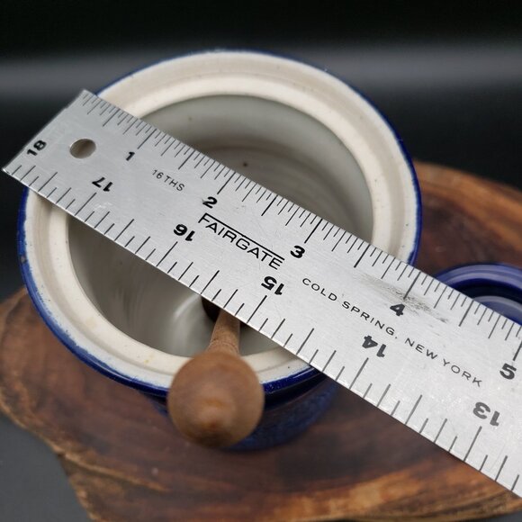Studio Pottery “Apex II” Cobalt Blue Honey Keeper with Lid & Wooden Dipper - Picture 10 of 10